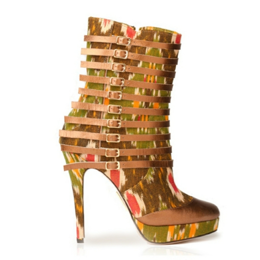 MAXMARTIN LEO multicolor woven heeled boots